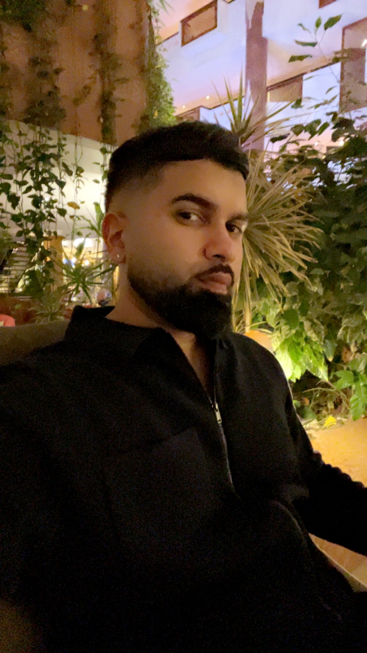 Kush in the evening, surrounded by greenery